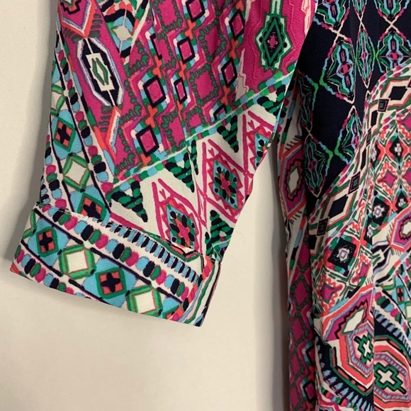 Van Heusen Womens Shirt Size Small Petite Multi Color Pink Button Sleeves Cruise - Picture 4 of 11